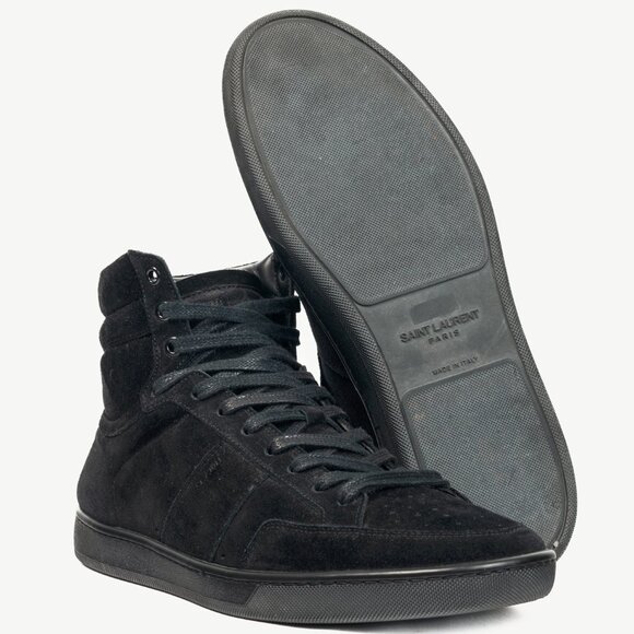 Saint Laurent SL/10H High Black Suede Court Classic High-Top Sneakers - Picture 4 of 12